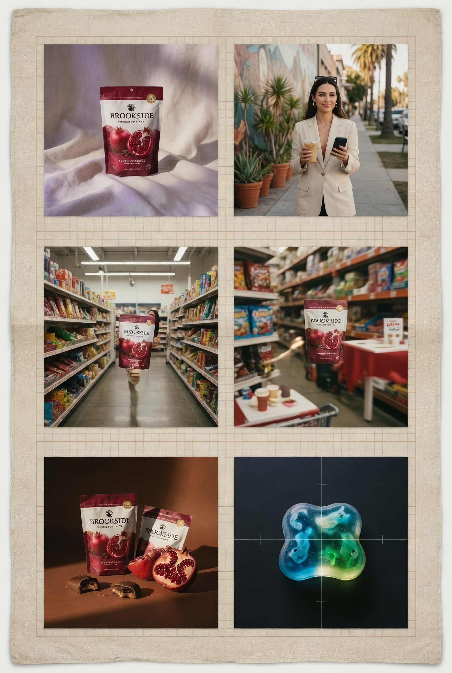 Five project stills — Brookside Chocolates and Planet Gummi